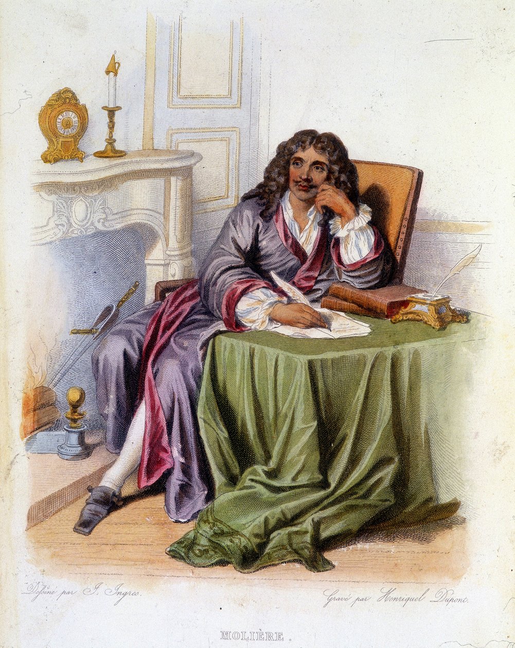 Portrait de Jean-Baptiste Poquelin dit Molière, dramaturge et acteur français (1622-1673) - dans "Le Plutarque français", éd. Mennechet - Unknown artist