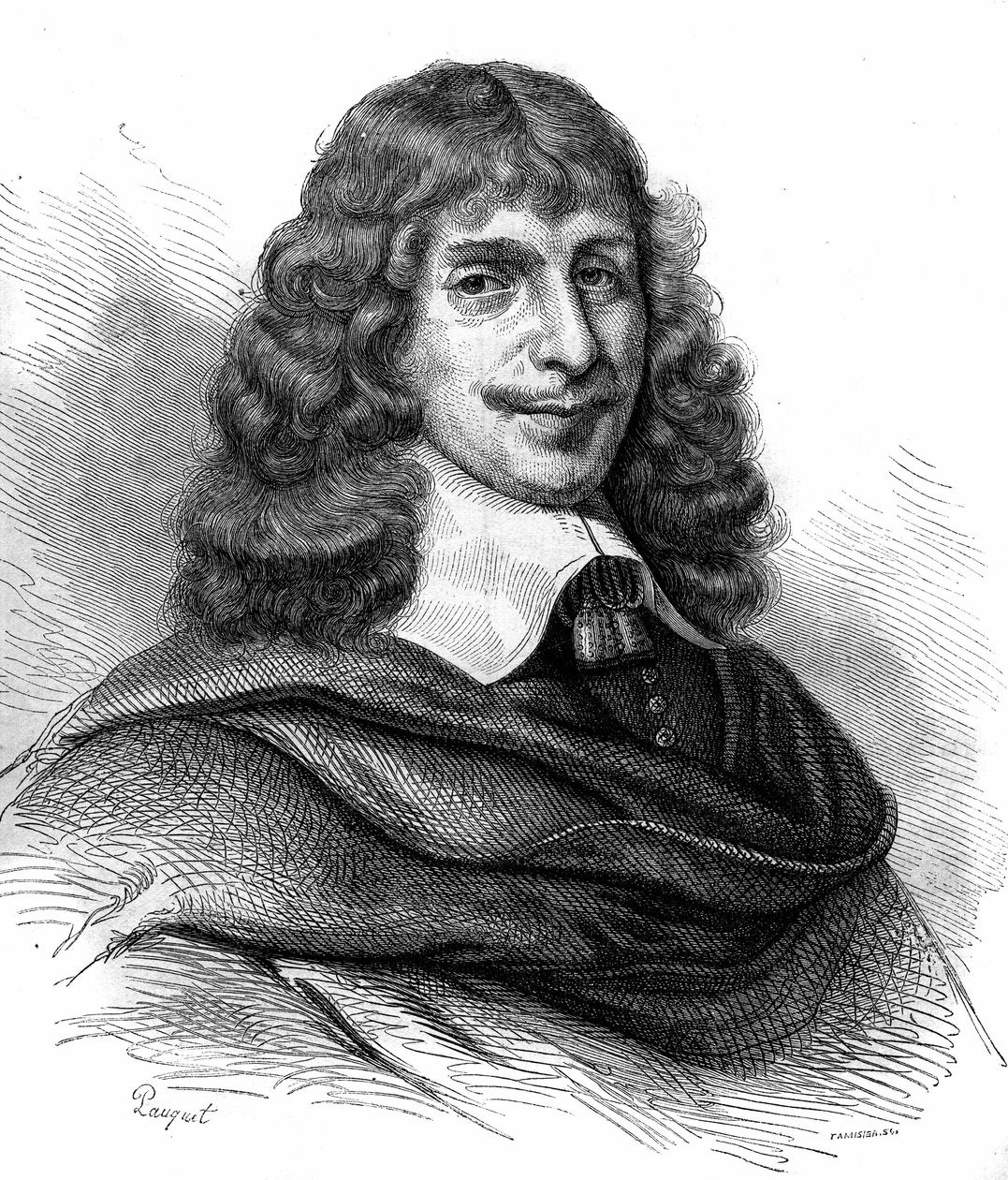 Portrait de Jean François Sarasin (Sarrazin, Sarazin) (1614-1654), écrivain français. Gravure de 1870 - Unknown artist