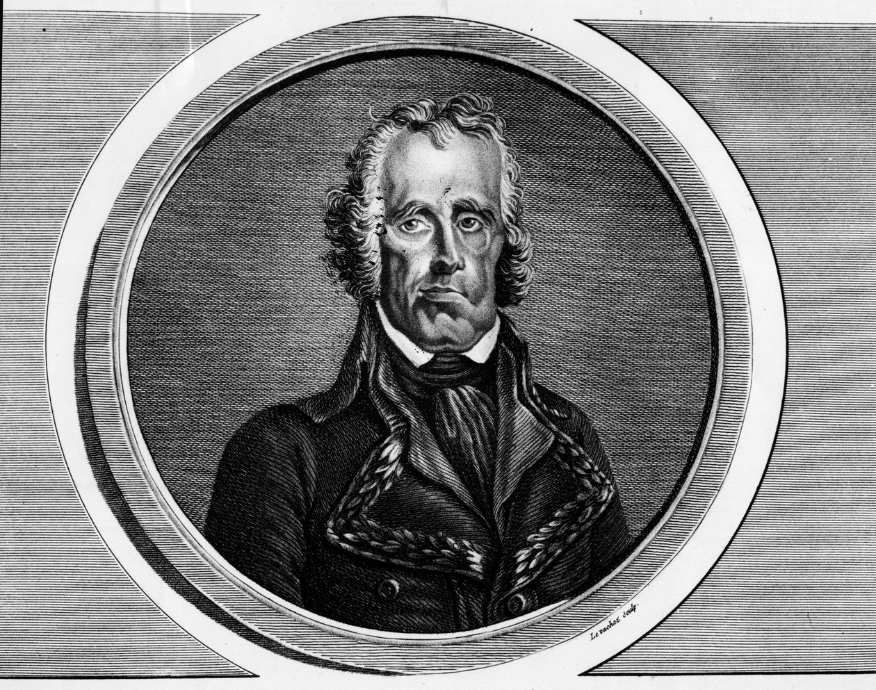 Portrait de Jean Nicolas Houchard (1738-1793), général français. Gravure dans "Collection complète des tableaux historiques de la Révolution française, en trois volumes." 1804. - Unknown artist