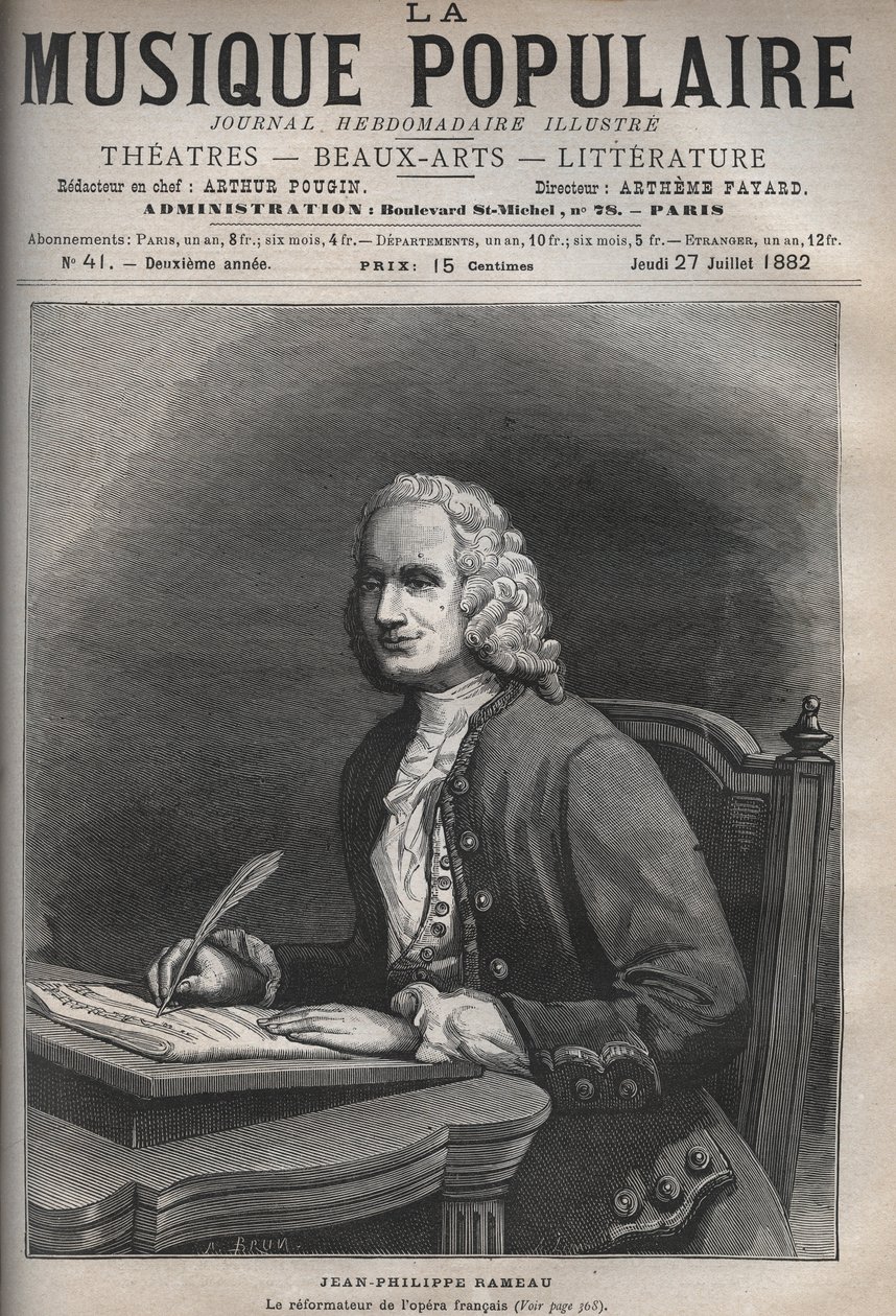 Portrait de Jean-Philippe Rameau (1683-1764), compositeur français - gravure dans « La musique populaire » journal hebdomadaire illustré - 1882 - Unknown artist
