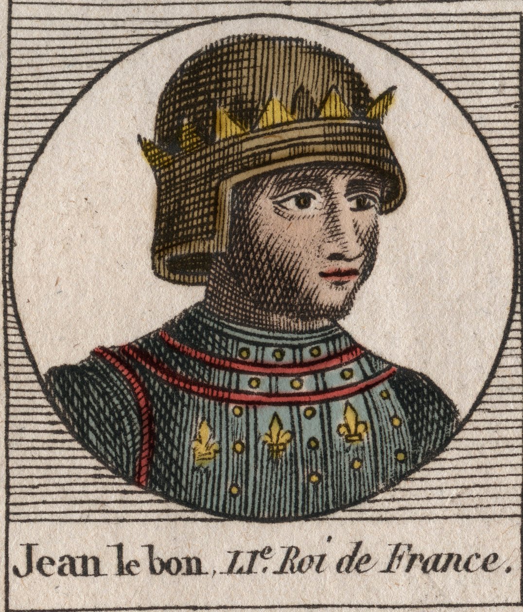 Portrait de Jean II le Bon (1319-1364), roi de France - gravure de Instruction sur l