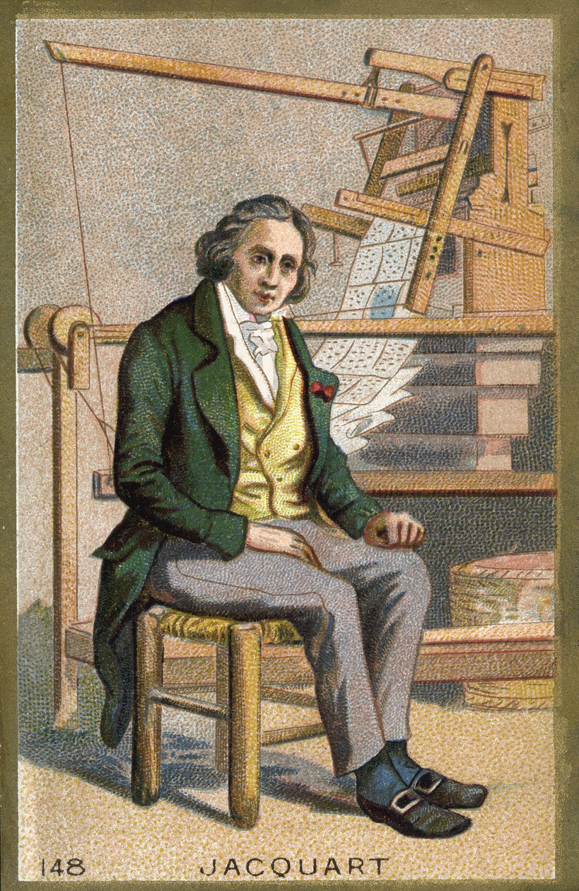 Portrait de Joseph Marie Jacquard (1752-1834), mécanicien français devant son métier à tisser automatique. - Unknown artist