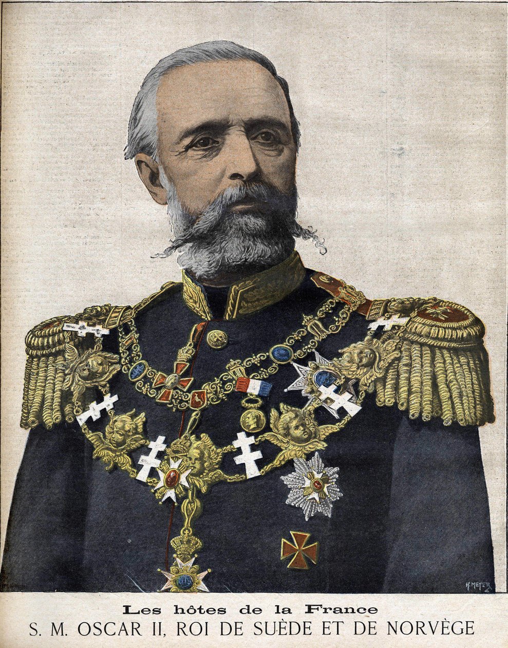 Portrait du roi Oscar II. Roi de Suède et de Norvège. 1829-1907. - Unknown artist