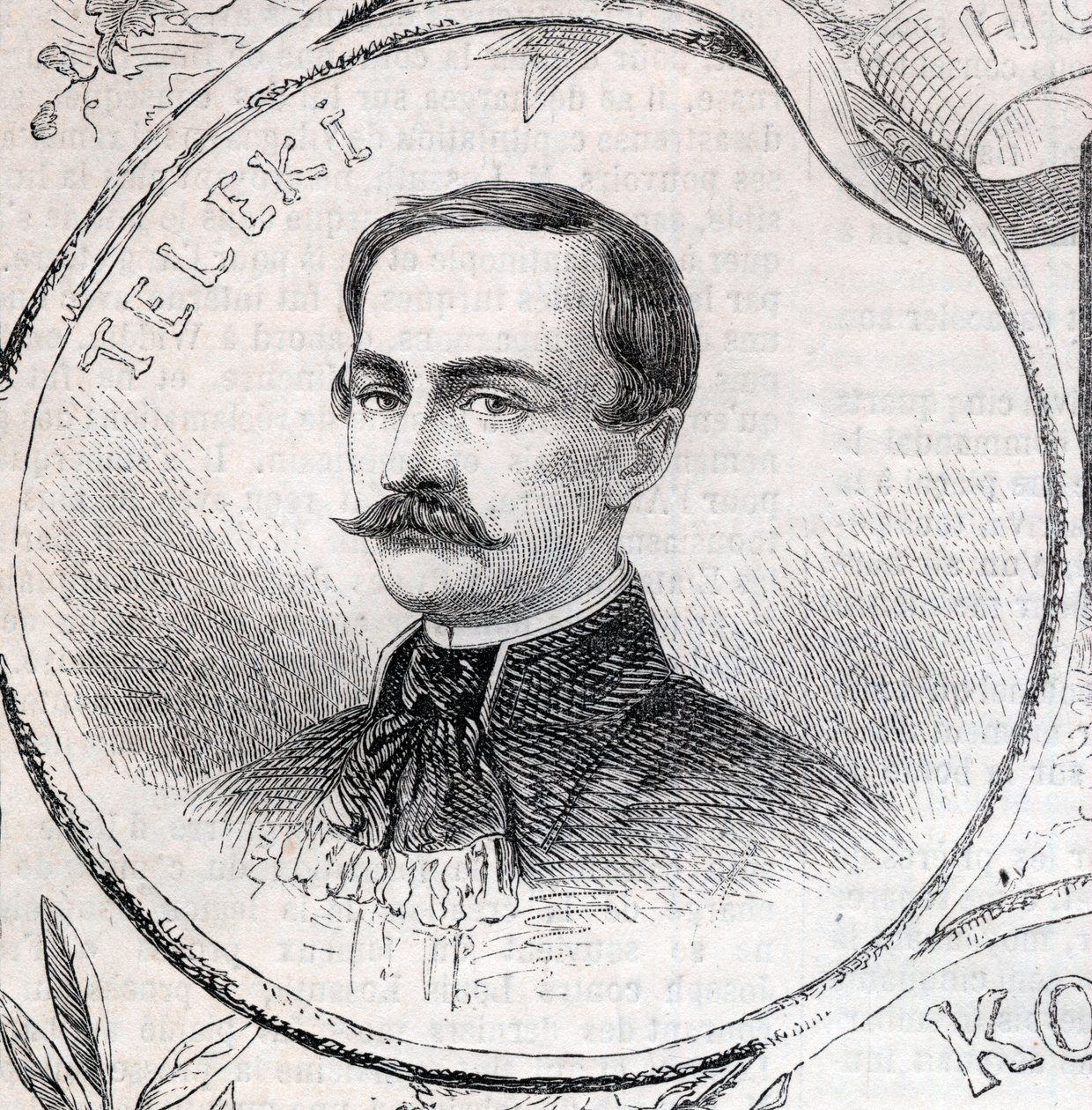 Portrait de László Teleki (1811-1861), écrivain et homme politique hongrois - Gravure dans « Le Monde Illustré » - Unknown artist