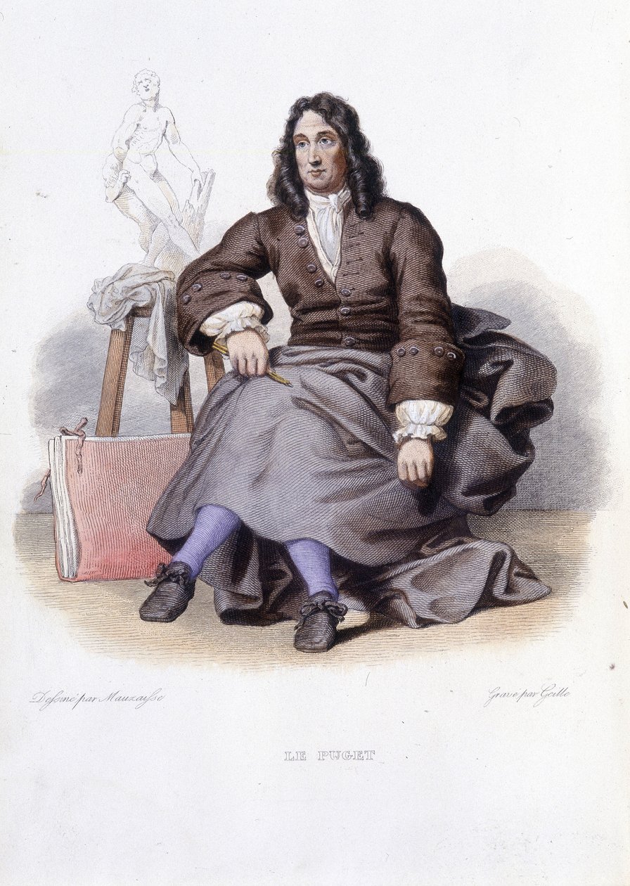 Portrait de Le Puget (Pierre Puget) sculpteur, peintre et architecte français (1620-1694) - dans éd. Mennechet, "Le Plutarque français" - Unknown artist