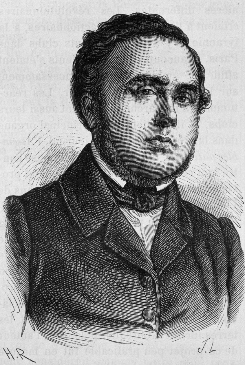 Portrait de Ledru-Rollin (1807 - 1874). Gravure de la fin du 19ème siècle dans « Histoire de France » par H. Martin. - Unknown artist