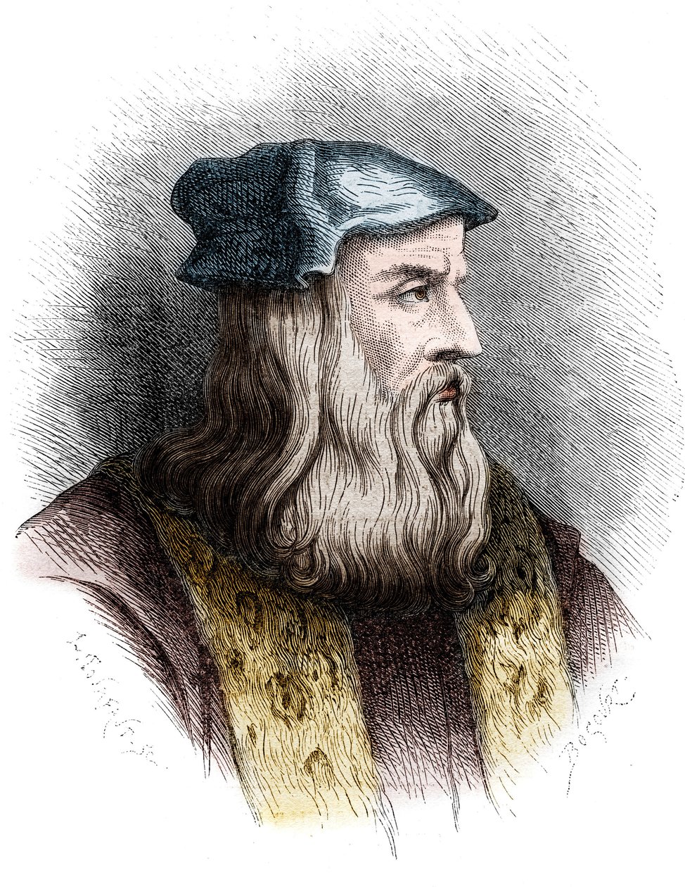 Portrait de Léonard de Vinci (Leonardo da Vinci) (1452-1519), peintre italien - Unknown artist
