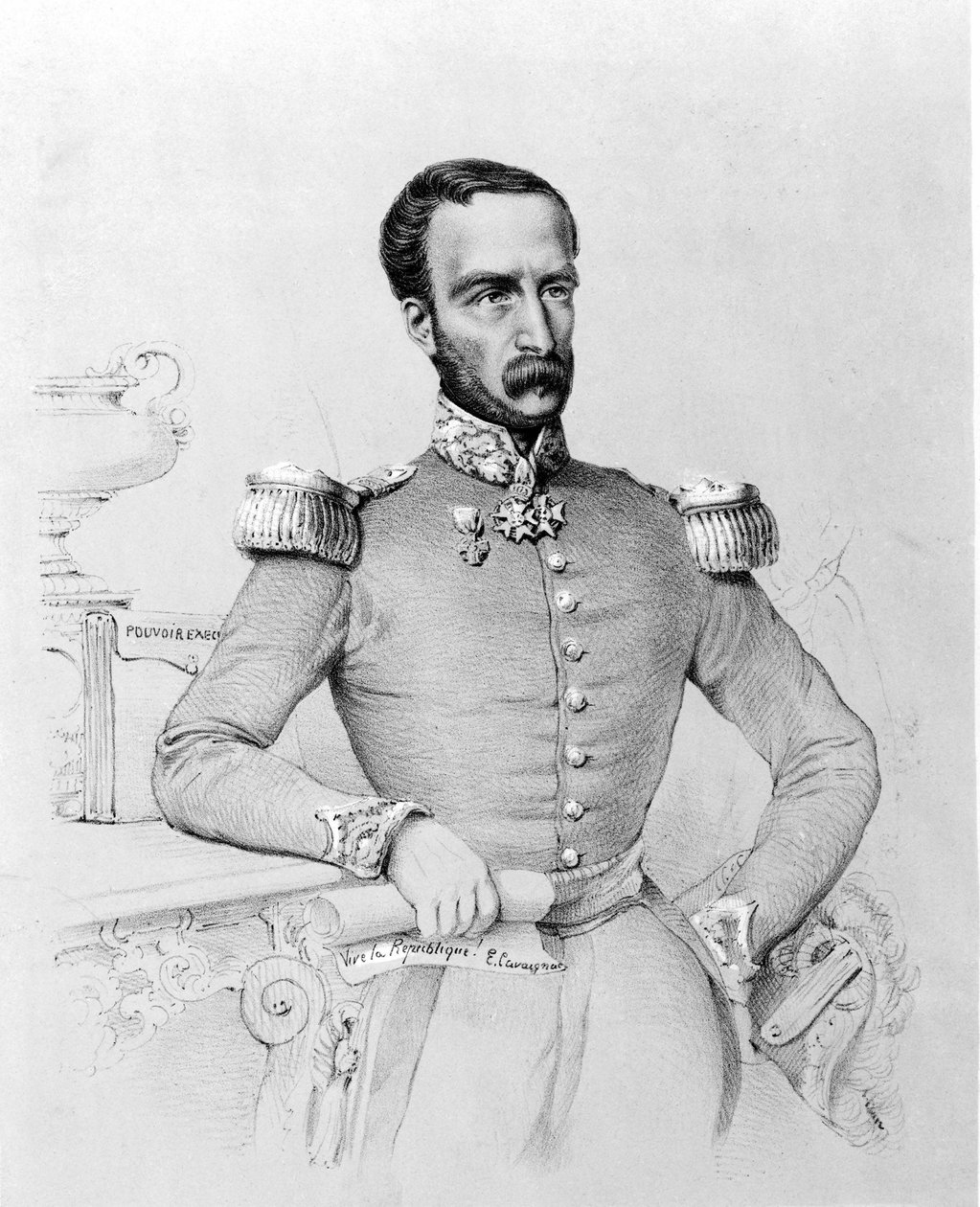 Portrait de Louis Eugène Cavaignac (1802 - 1857), général et homme politique français. Gravure v. 1848 - Unknown artist
