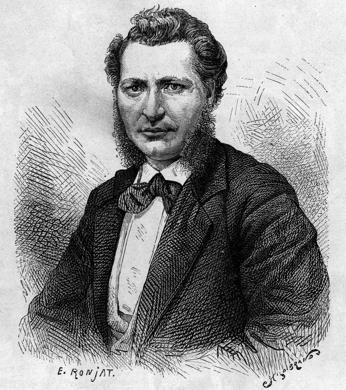 Portrait de Louis Riel (1844-1885), homme politique canadien et défenseur du peuple Métis. Gravure dans « Le journal de la jeunesse » - Unknown artist
