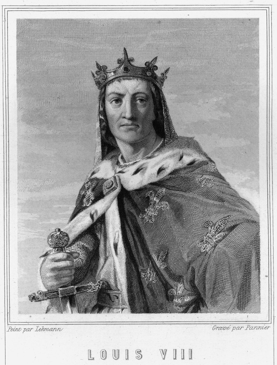 Portrait de Louis VIII (1187-1226), Roi de France - dans "Histoire des Français" de Lavallée, gravure, sd - Unknown artist