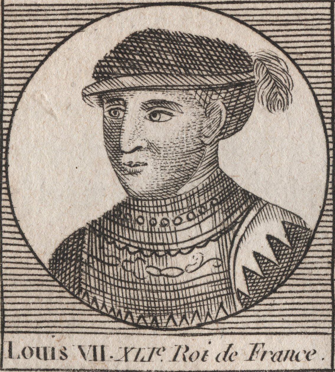 Portrait de Louis VII dit le Jeune (1120-1180), Roi des Francs de 1137 à 1180 - Louis VII (appelé le Jeune), roi des Francs - gravure de "Instruction sur l