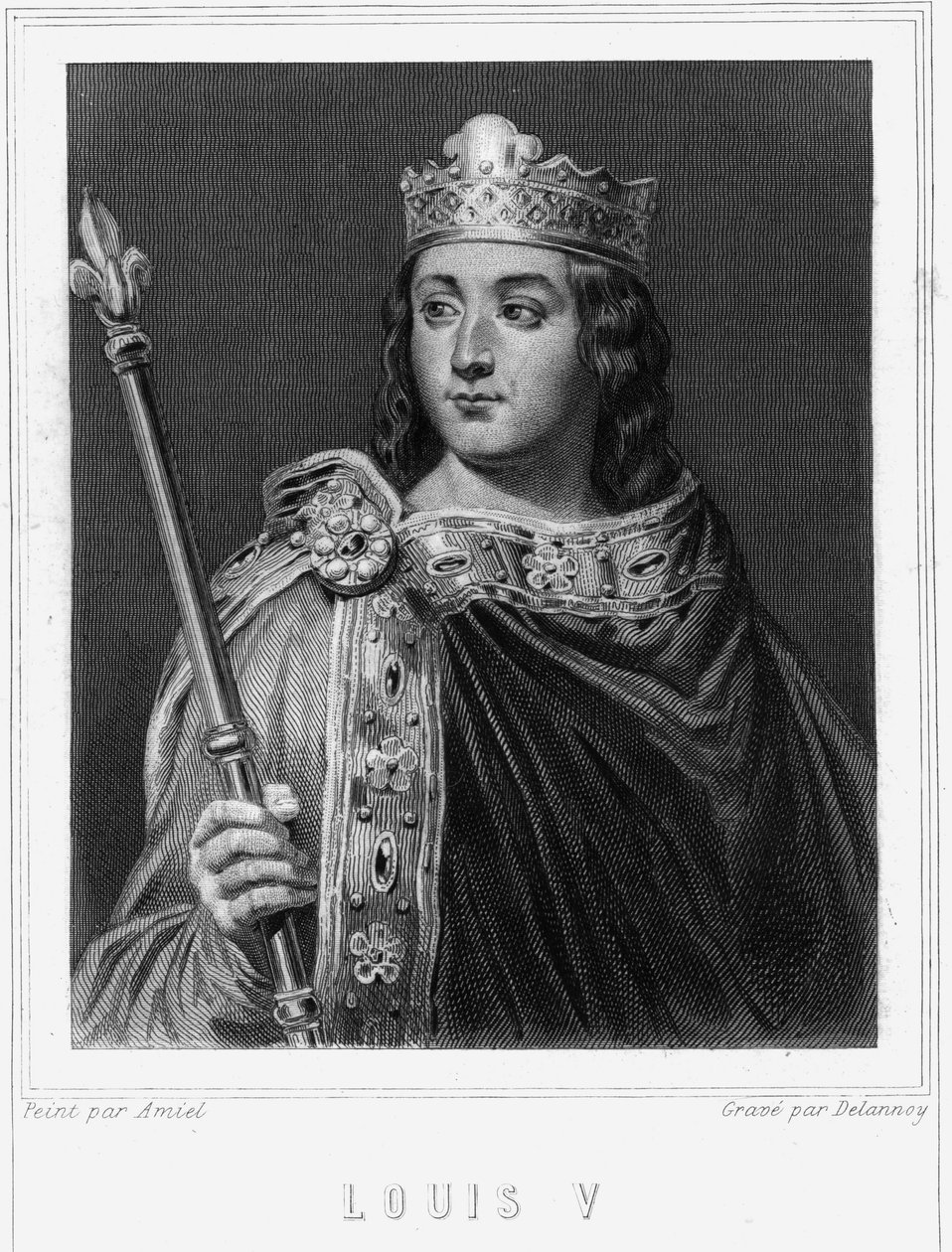 Portrait de Louis V le Fainéant (967 - 987), roi de France - dans « Histoire des Français » par Lavallée, gravure, sd - Unknown artist