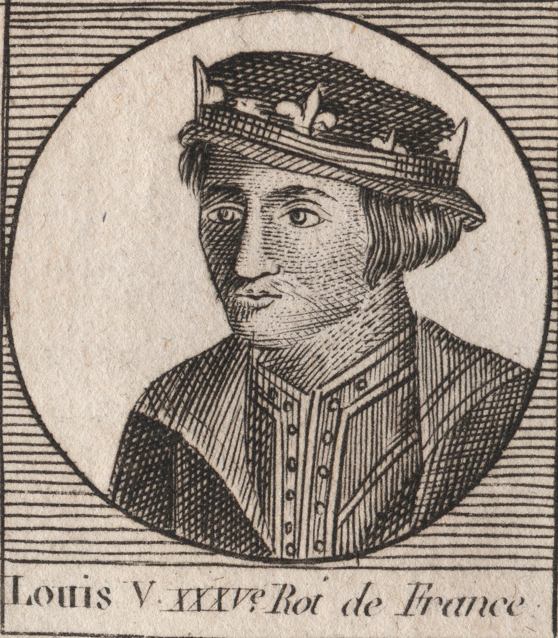 Portrait de Louis V le Fainéant (967-987), Roi de France - Louis V le Fainéant (967-987) - gravure de "Instruction sur l
