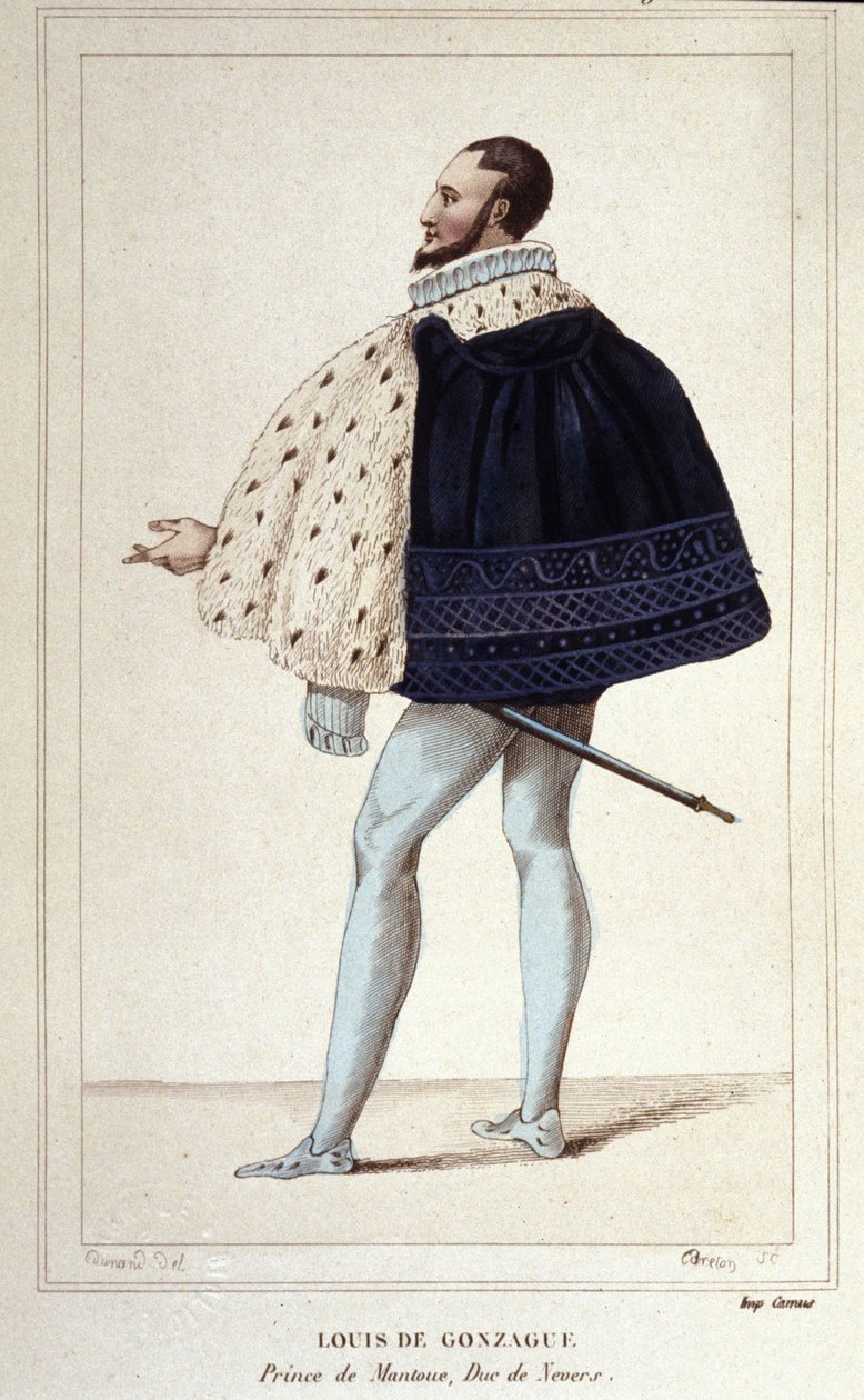 Portrait de Louis de Gonzague, duc de Mantoue, devenu par son mariage en 1565 avec Henriette de Clèves, le nouveau duc de Nevers. Gravure de 1830 - Unknown artist