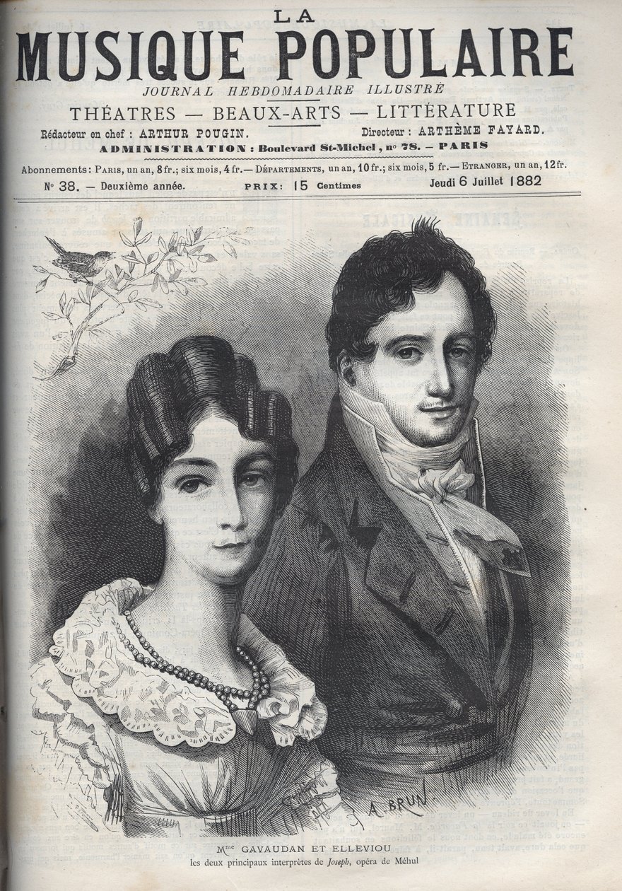 Portrait de Madame Gavaudan et Elleviou. Alexandrine Marie Agathe Gavaudan Ducamel (Alexandrine-Marie-Agathe Gavaudan-Ducamel) (1781-1850), et Jean Elleviou (1769-1842), chanteur, comédien et librettiste français, sont les deux principaux interprètes de Jo - Unknown artist