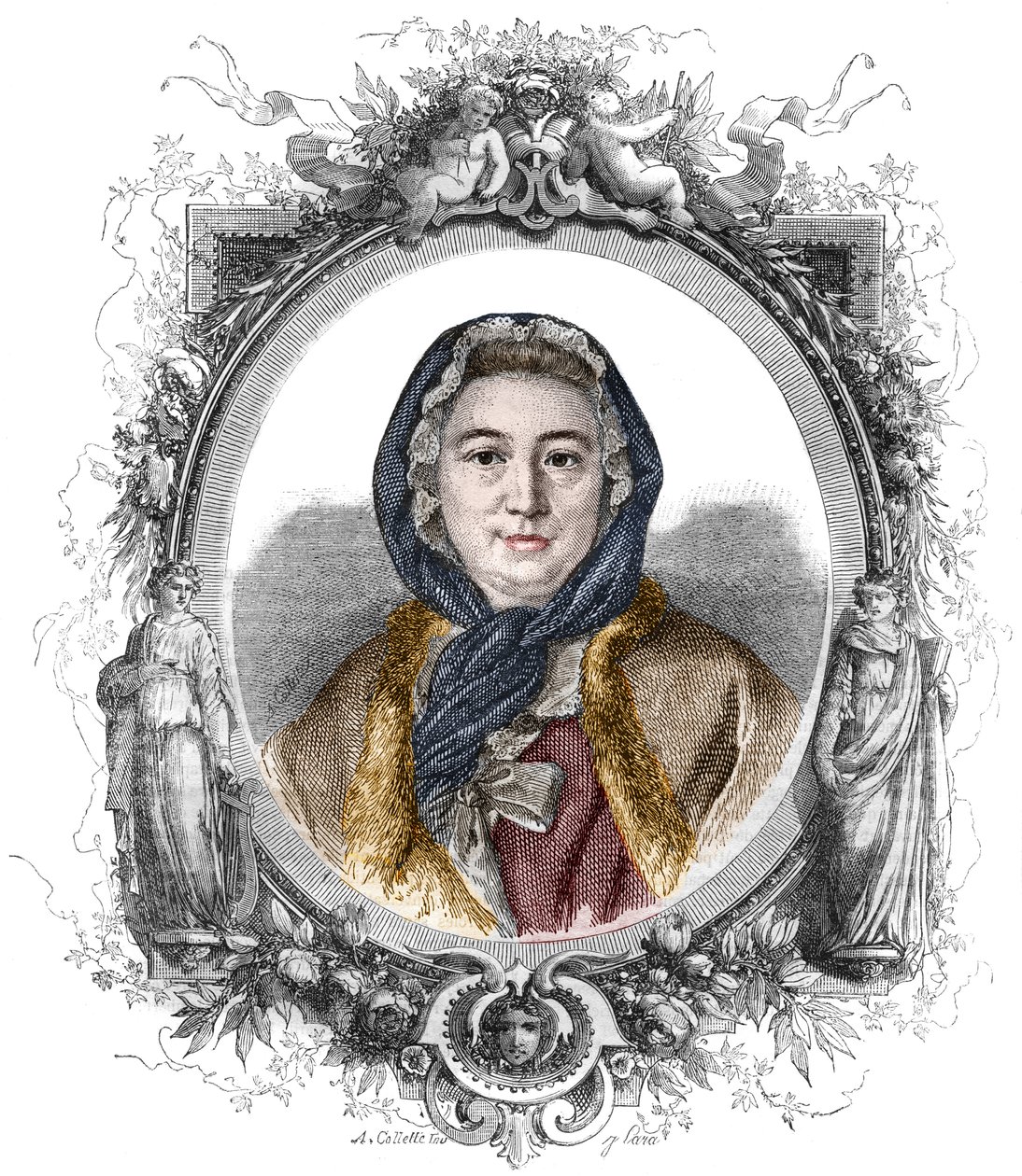 Portrait de Madame Geoffrin, née Marie Thérèse (Marie-Thérèse) Rodet (1699-1777) - Gravure de 1858 - Unknown artist