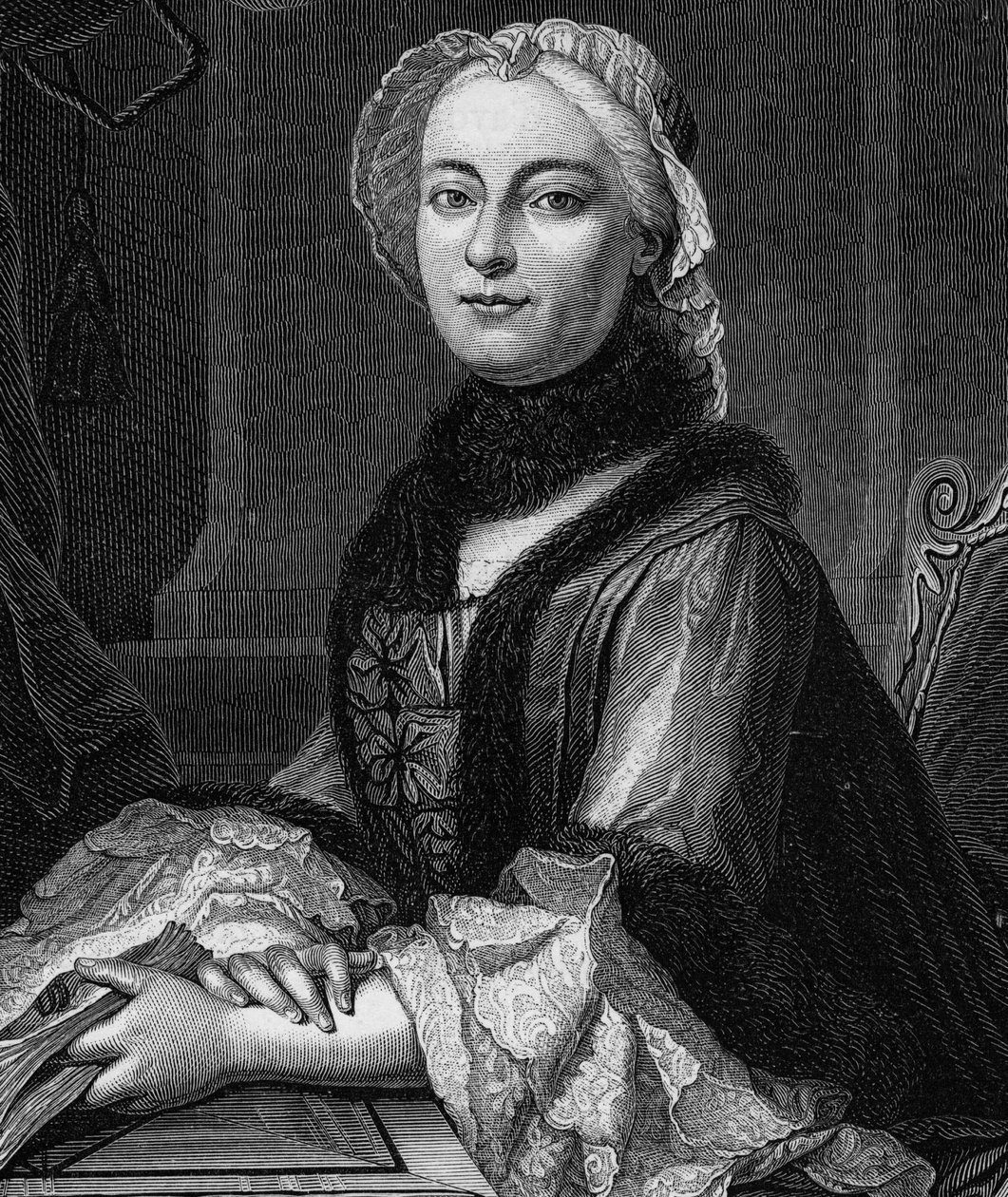 Portrait de Madame Geoffrin, née Marie Thérèse Rodet (1699-1777) - Gravure de 1862 dans « Les Reines du Monde » - Unknown artist