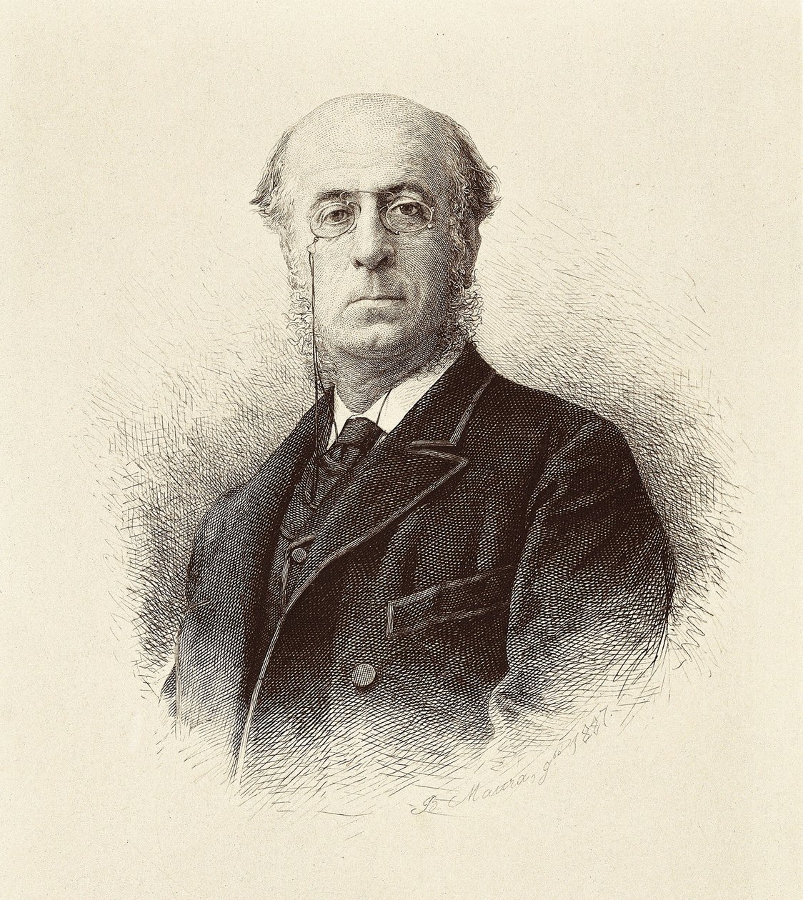 Portrait de Manuel Silvela y la Vielleuze (1830-1892), homme politique espagnol. Madrid. Bibliothèque nationale. Gravure. - Unknown artist
