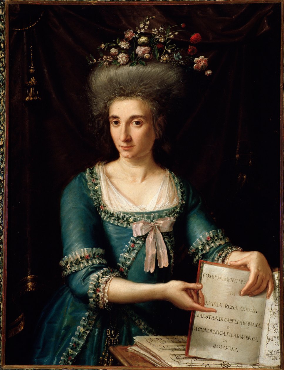 Portrait de Maria Rosa Coccia (1759-1833) claveciniste et compositrice italienne. Peinture anonyme. Vers 1800. Bologne, musée civique bibliographique. - Unknown artist