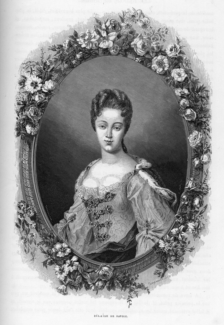 Portrait de Marie-Adélaïde de Savoie (1685-1712) - gravure de 1862 dans « Les Reines du Monde » par nos premiers écrivains. Livre publié sous la direction de J. G. D. Armengaud. - Unknown artist