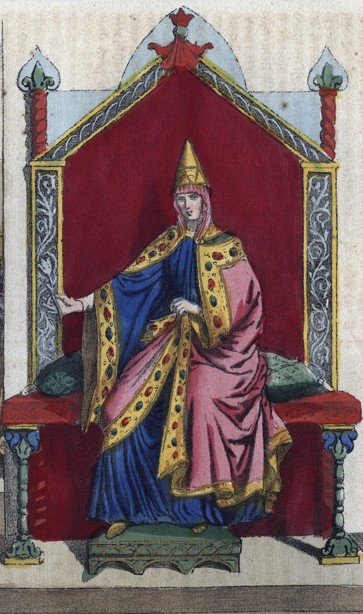 Portrait de Mathilde de Toscane également connue sous le nom de Mathilde de Canossa (1046 - 1115) noble italienne - gravure de « Usi e Costumi di Tutti i Popoli dell