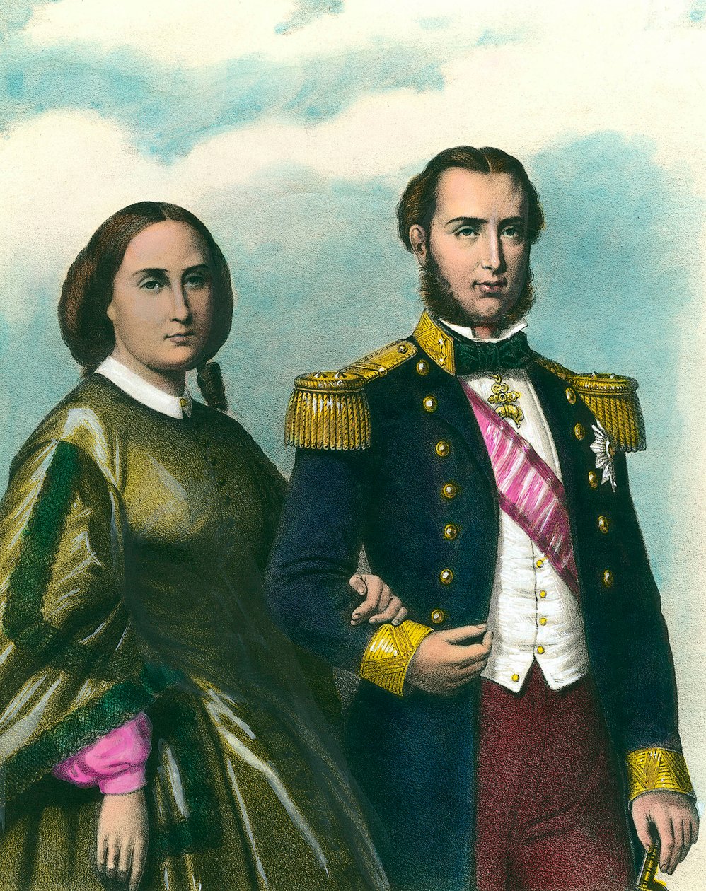 Portrait de Maximilien I (1832-1867) Empereur du Mexique et de son épouse Charlotte de Belgique (1840-1927) - Unknown artist