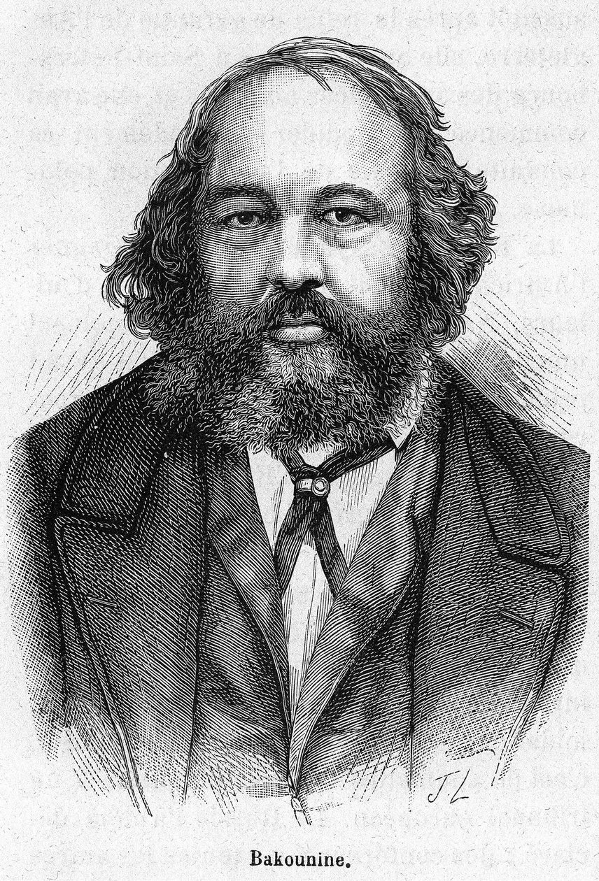 Portrait de Mikhaïl Aleksandrovitch Bakounine (1814 - 1876), révolutionnaire anarchiste russe. Gravure du 19ème siècle - Unknown artist