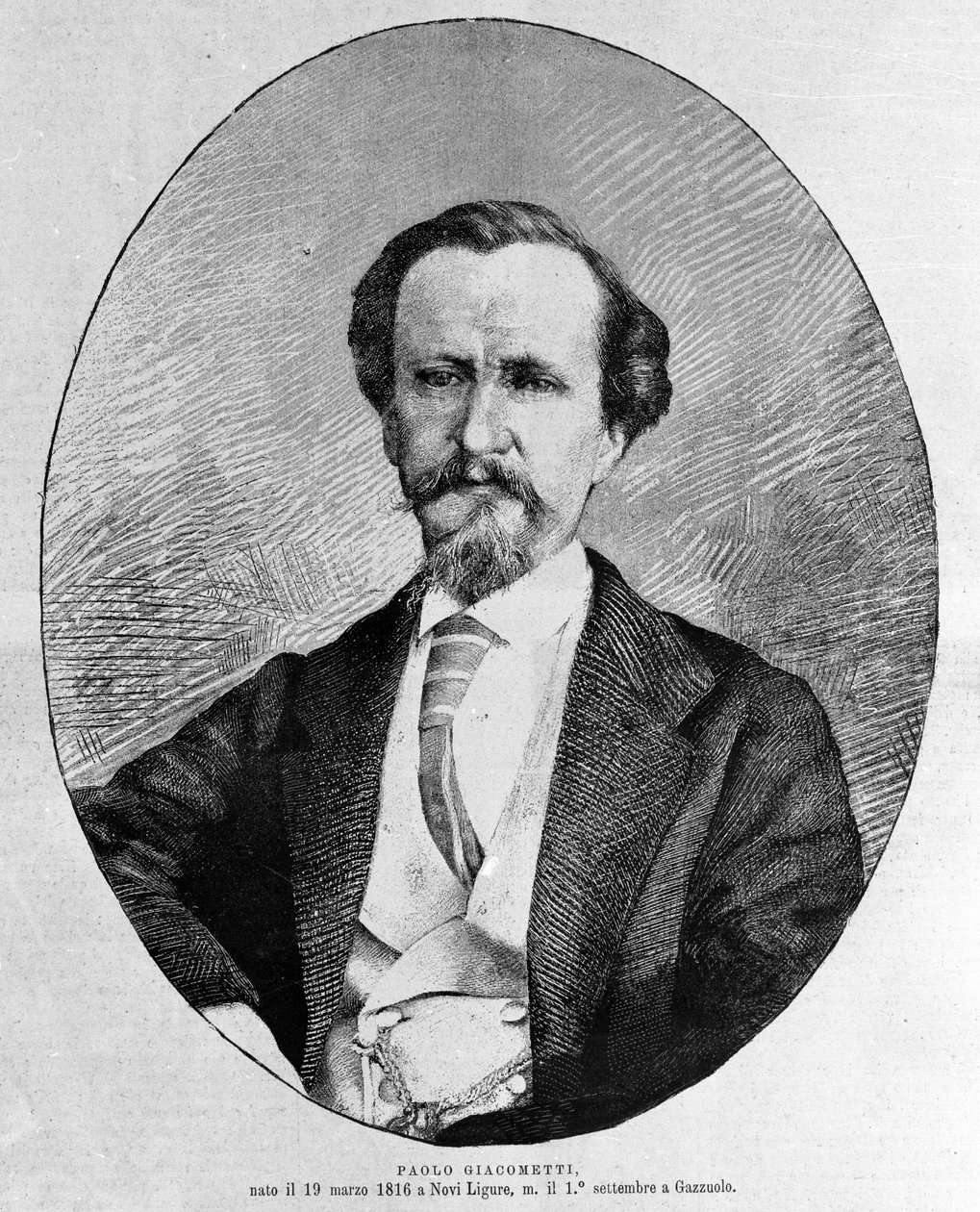 Portrait de Paolo Giacometti (1816-1882) écrivain italien - Unknown artist