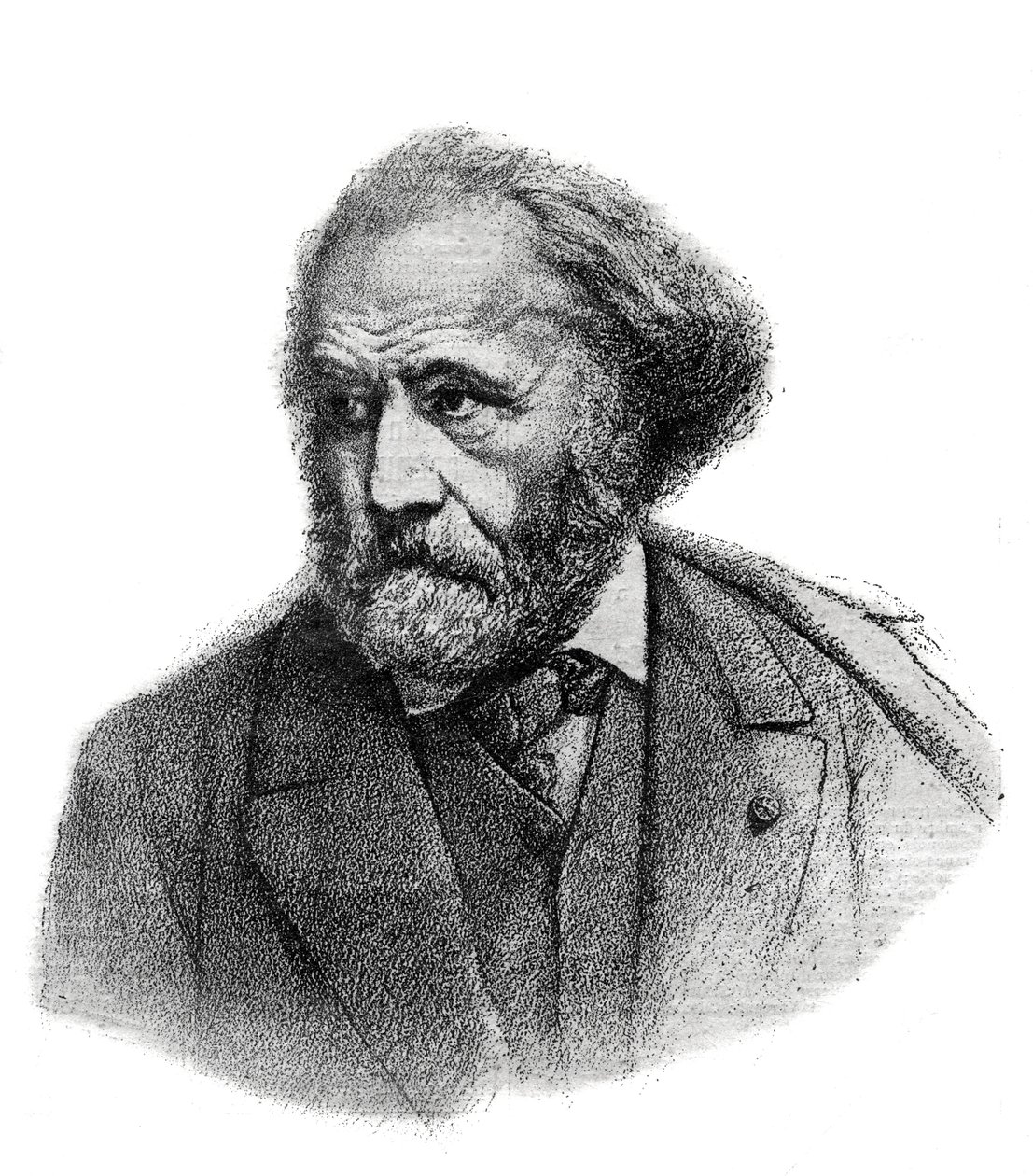 Portrait de Paul Chenavard (1807-1895), peintre français - gravure de 1895 - Unknown artist