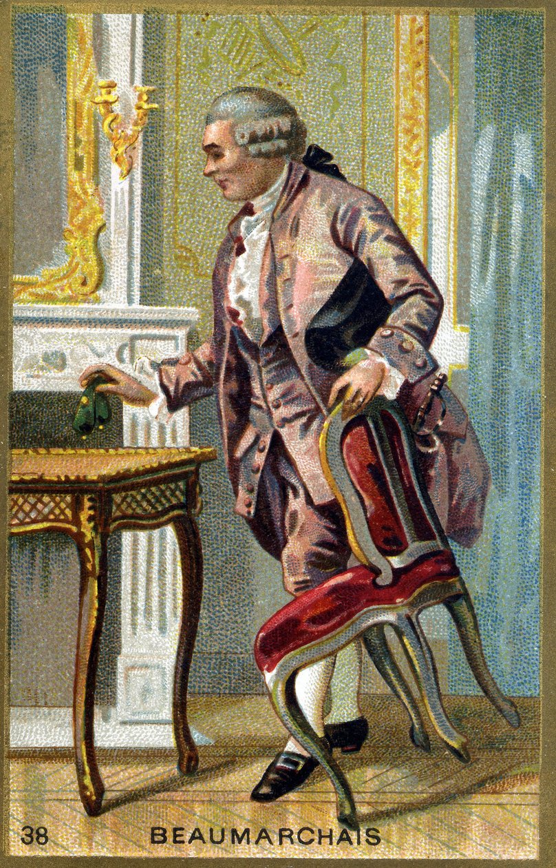 Portrait de Pierre Augustin Caron de Beaumarchais (1732 - 1799) écrivain et dramaturge français. Chromolithographie du 19e siècle - Unknown artist