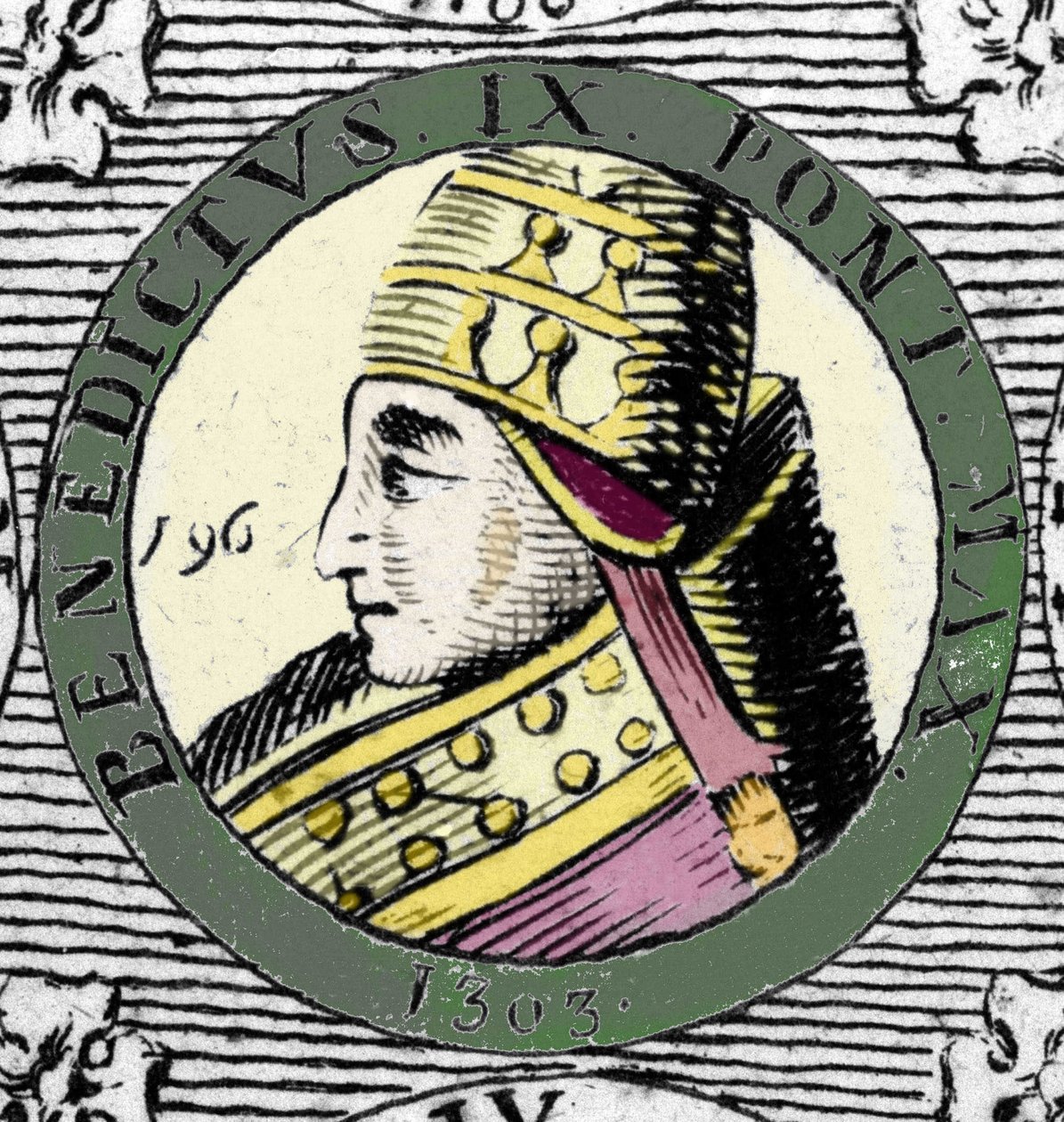 Portrait du Pape Benoît IX. Gravure du 19ème siècle. - Unknown artist