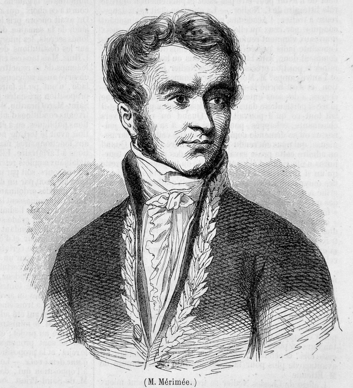 Portrait de Prosper Mérimée. Gravure du XIXe siècle. - Unknown artist