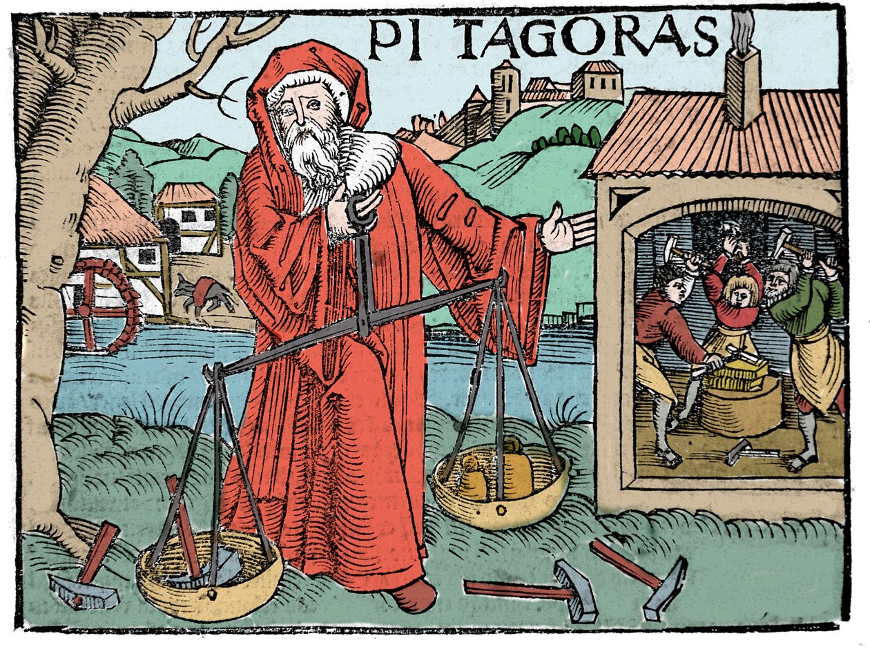 Portrait de Pythagore - Page de "Compendiara musica" de Koswick 1516 - Unknown artist