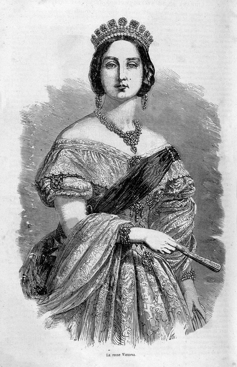 Portrait de la jeune reine Victoria - gravure, milieu du 19ème siècle - Unknown artist