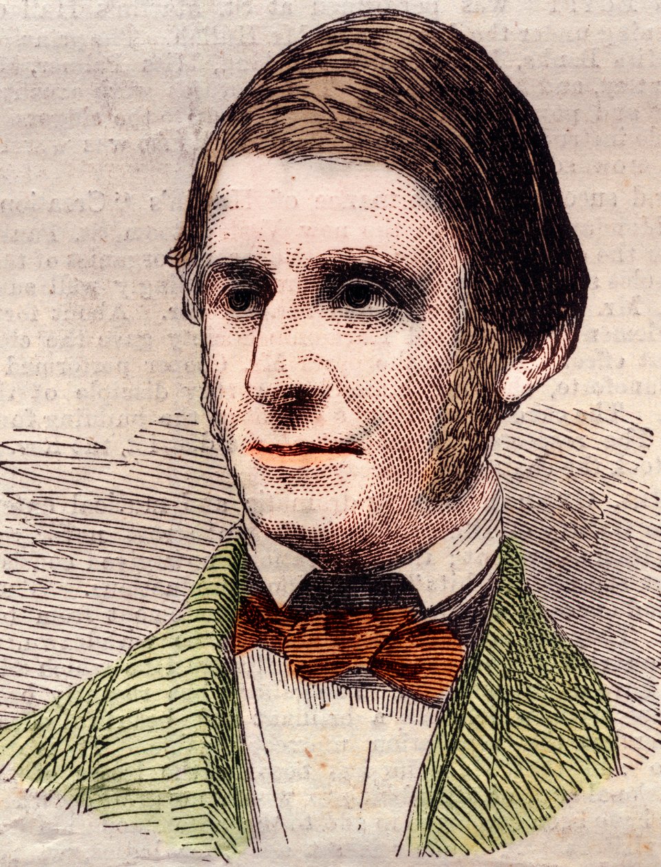 Portrait de Ralph Waldo Emerson (1803-1882), essayiste, philosophe, poète américain. Gravure dans The Illustrated London News du 20 mars 1858. - Unknown artist