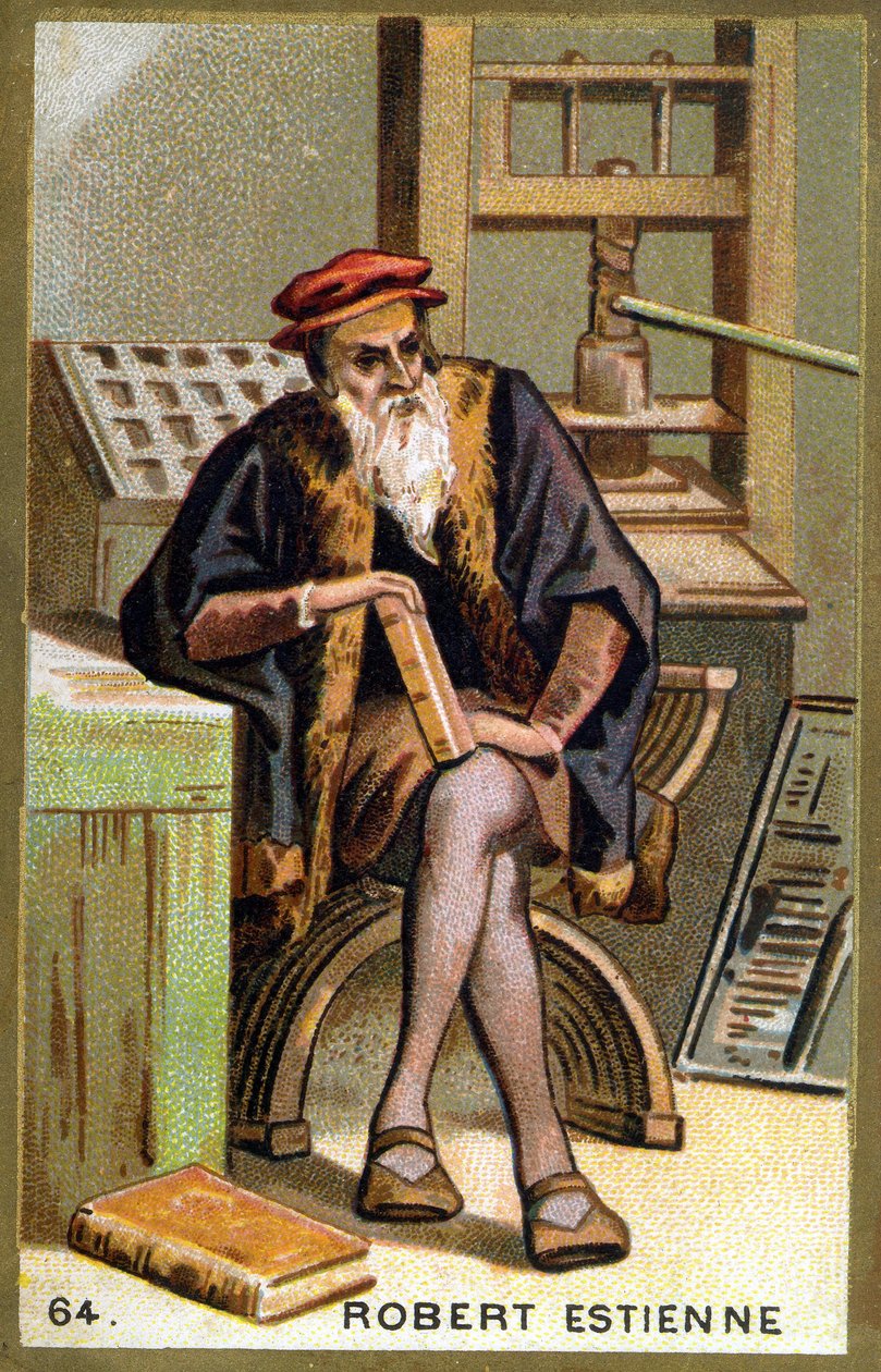 Portrait de Robert I Estienne (1498 - 1559) humaniste, éditeur et imprimeur. Chromolithographie du 19ème siècle - Unknown artist