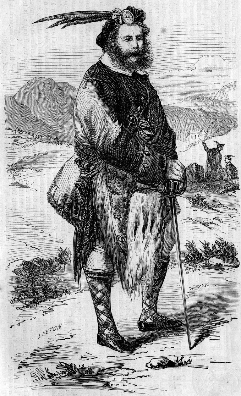 Portrait de Roualeyn George Gordon Cumming (1820-1866), voyageur et chasseur de lions écossais. Gravure par Linton dans « Le Monde Illustré » n°56 du 8 mai 1858. - Unknown artist