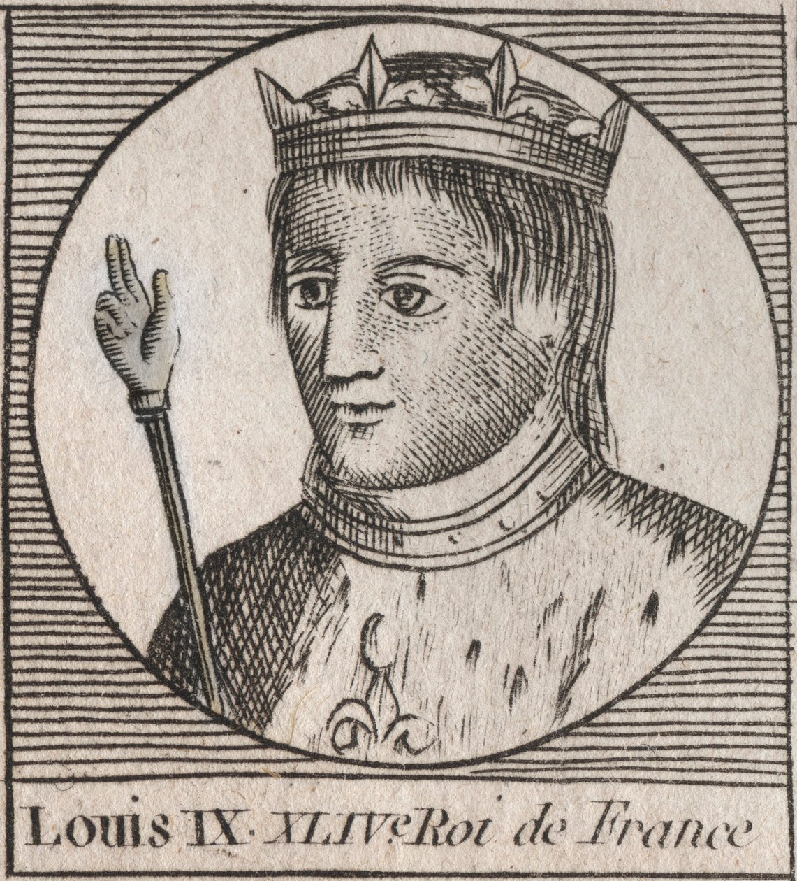 Portrait de Saint Louis (Saint-Louis, Louis IX (1214-1270) - Saint Louis IX (1214-70) roi de France - gravure de "Instruction sur l