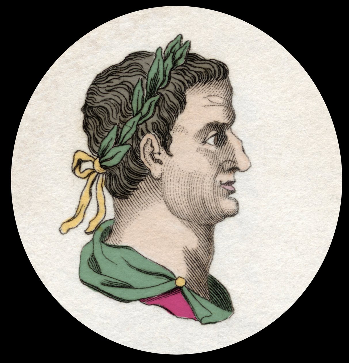 Portrait de Servius Sulpicius Galba (3 av. J.-C.-69 apr. J.-C.), empereur romain. Gravure du 19ème siècle - Unknown artist