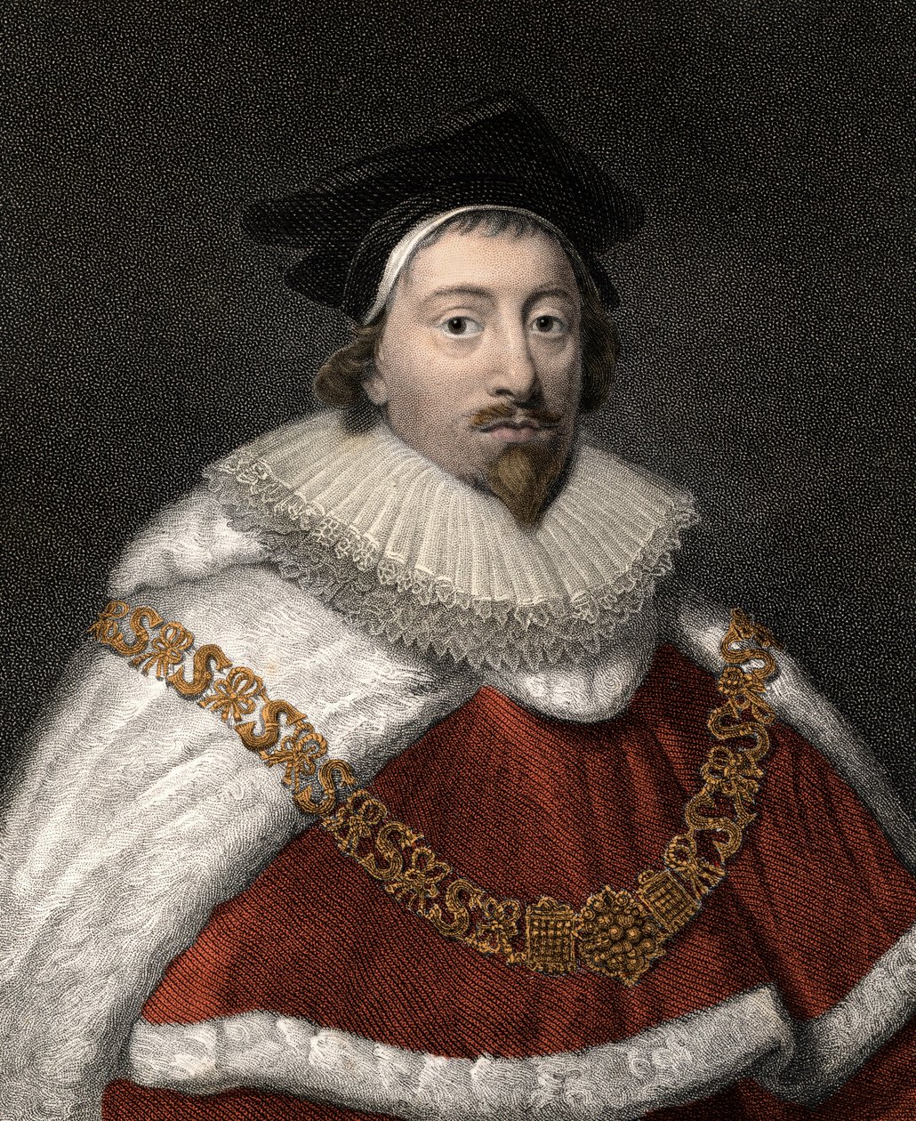 Portrait de Sir Edward Coke (1552-1634), jurisconsulte anglais - Gravure en couleur du 19ème siècle - Unknown artist