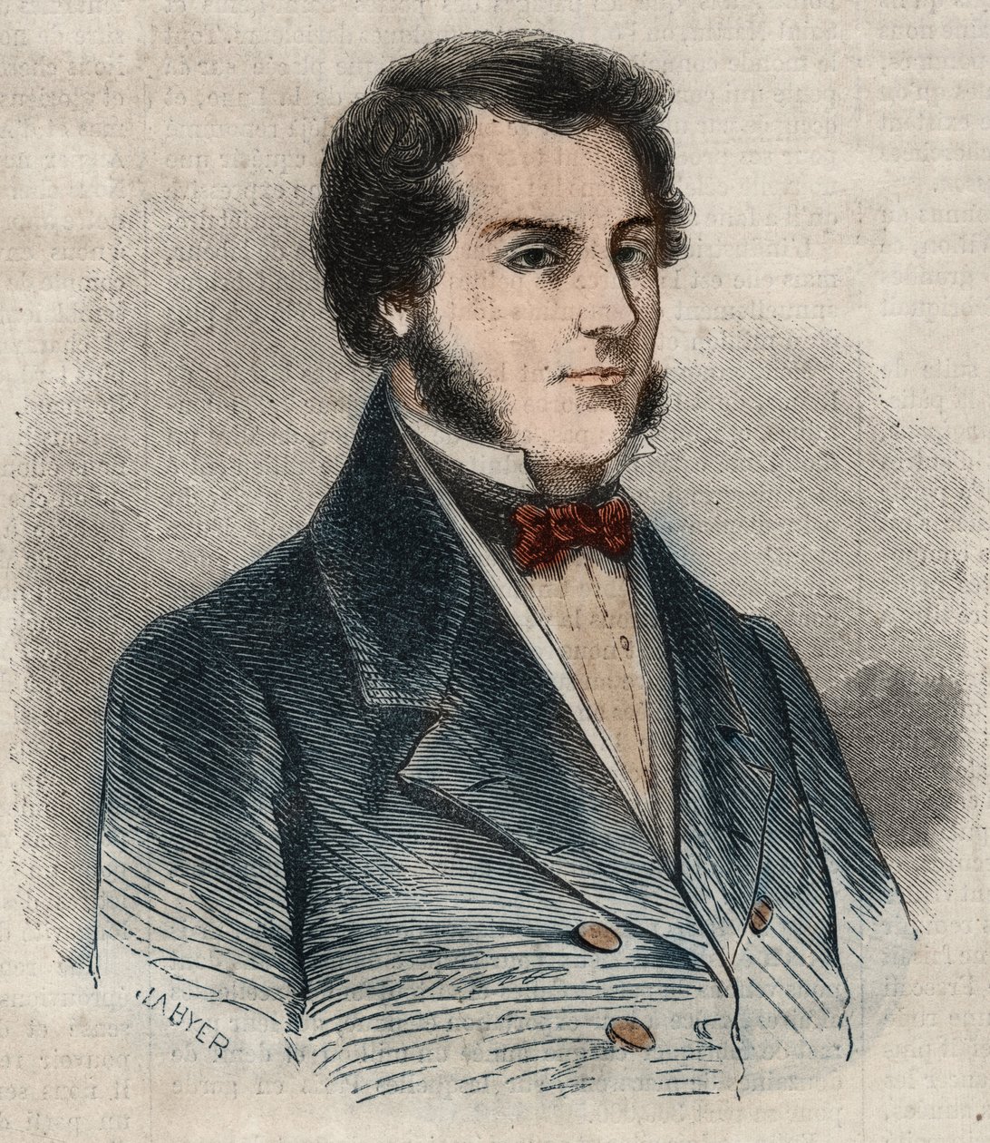 Portrait de Sir James Brooke, connu sous le nom de Rajah de Sarawak (1803-1868) aventurier britannique premier rajah blanc de Sarawak. Gravure dans "Le Monde illustré" de 1857. Collection privée. - Unknown artist