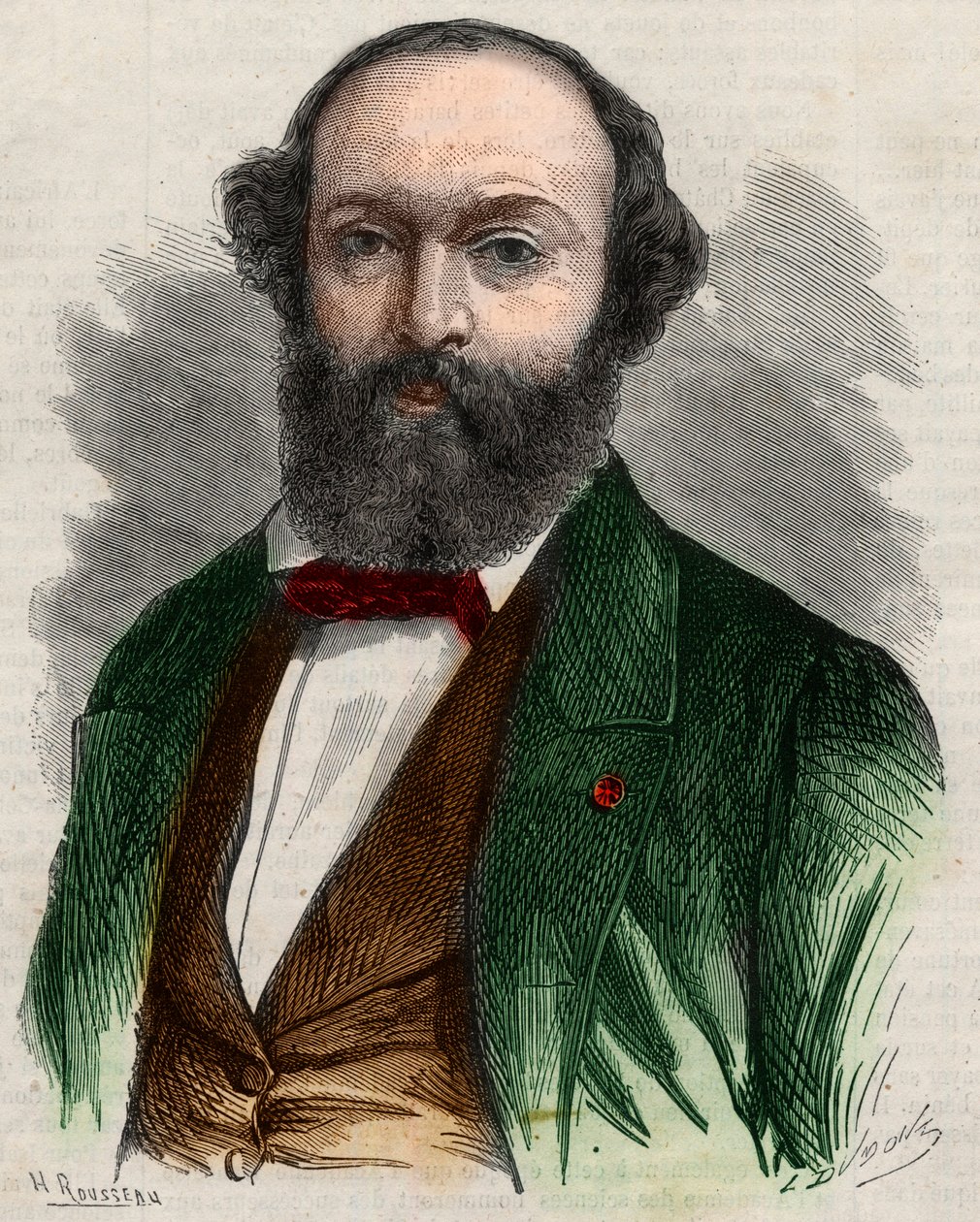 Portrait de Théodore Rousseau (1812-1867), peintre français. Gravure dans "L