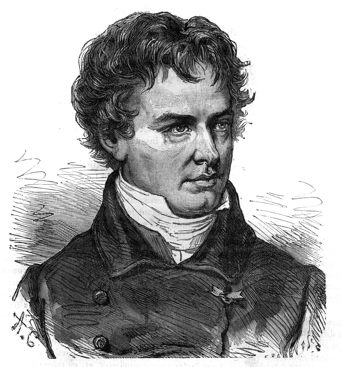Portrait de Victor Jacquemont (1801 - 1832), botaniste et voyageur français - Gravure dans « L