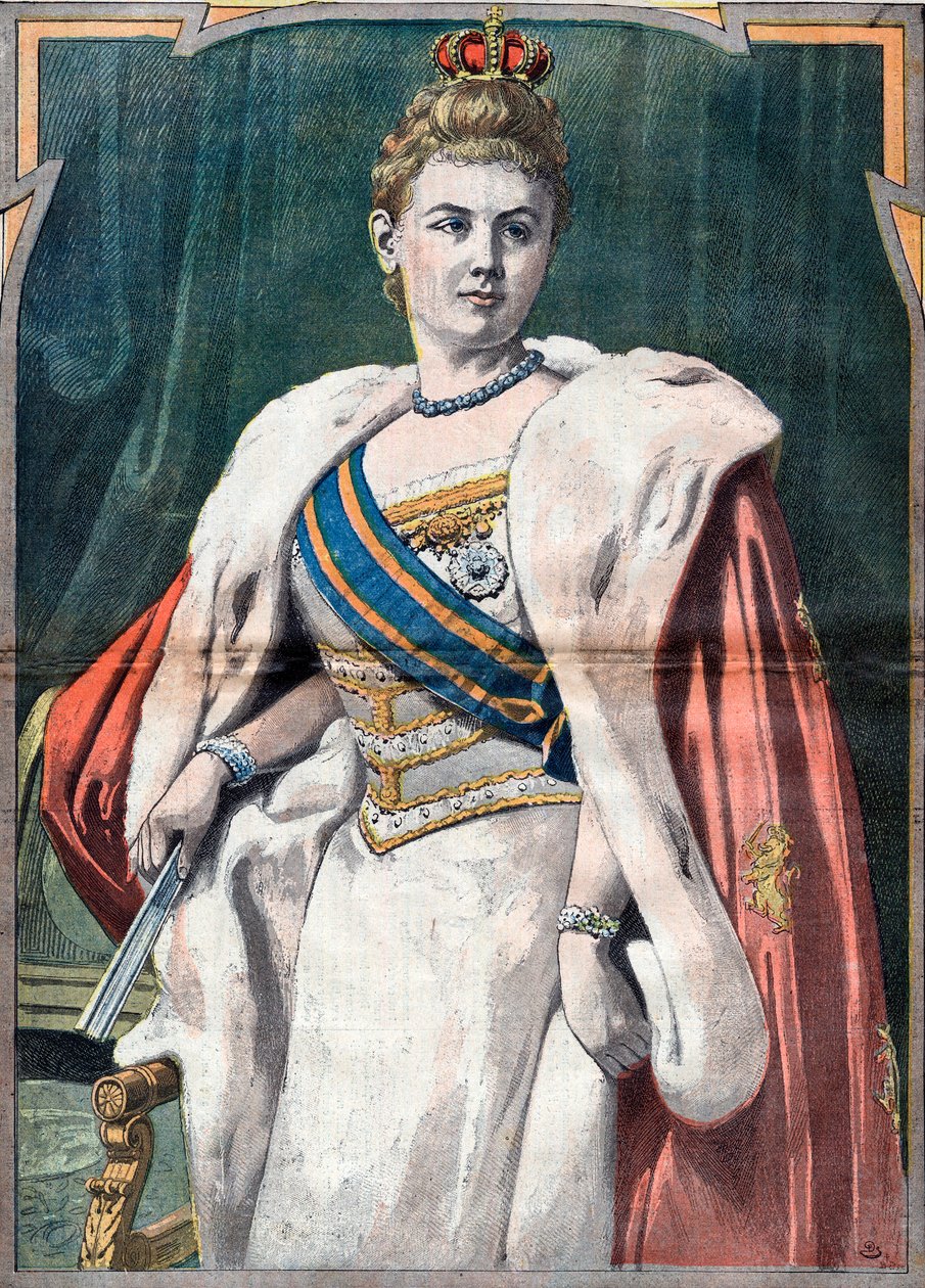 Portrait de Wilhelmina, reine des Pays-Bas de 1890 à 1948 (estampe) - Unknown Artist