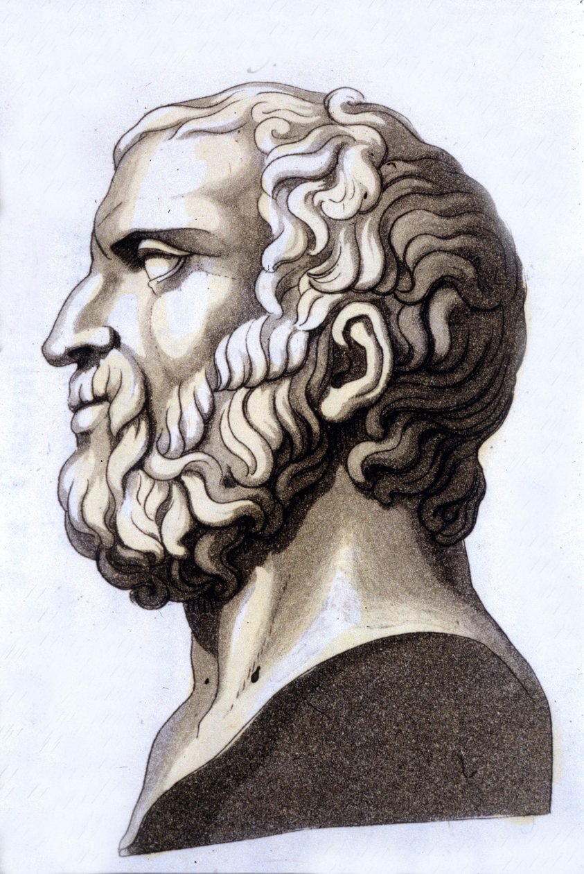 Portrait du philosophe grec Zénon de Citium (335 av. J.-C. - 264 av. J.-C.), fondateur du stoïcisme. Gravure du 19ème siècle. - Unknown artist