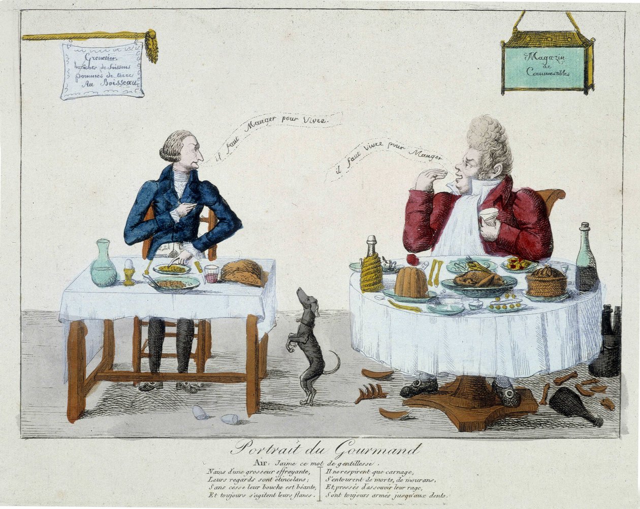 Portrait du gourmand: "il faut manger pour vivre, il faut vivre pour manger" - gravure - Unknown artist
