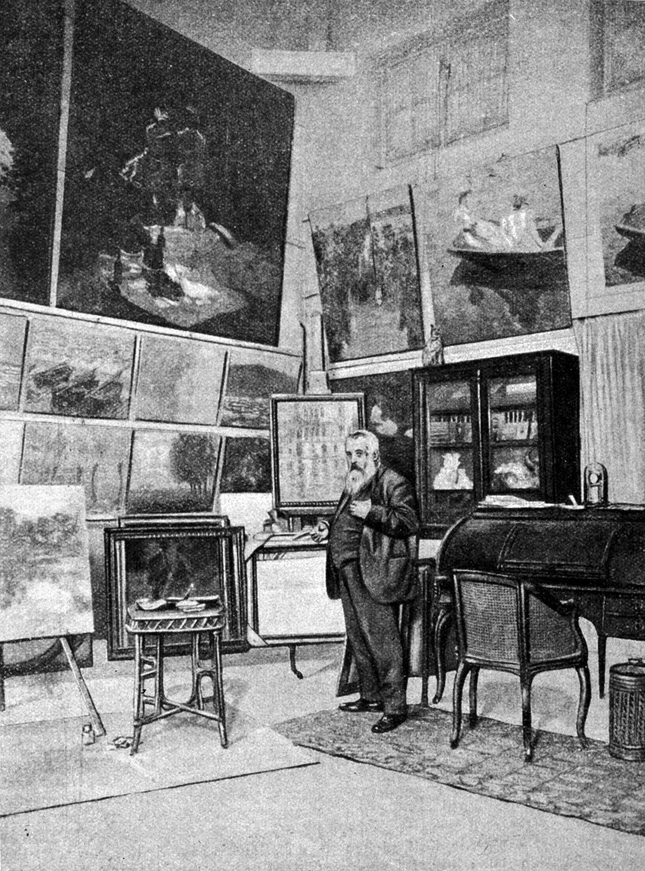 Portrait du peintre Claude Monet (1840 - 1926) dans son atelier - Unknown artist