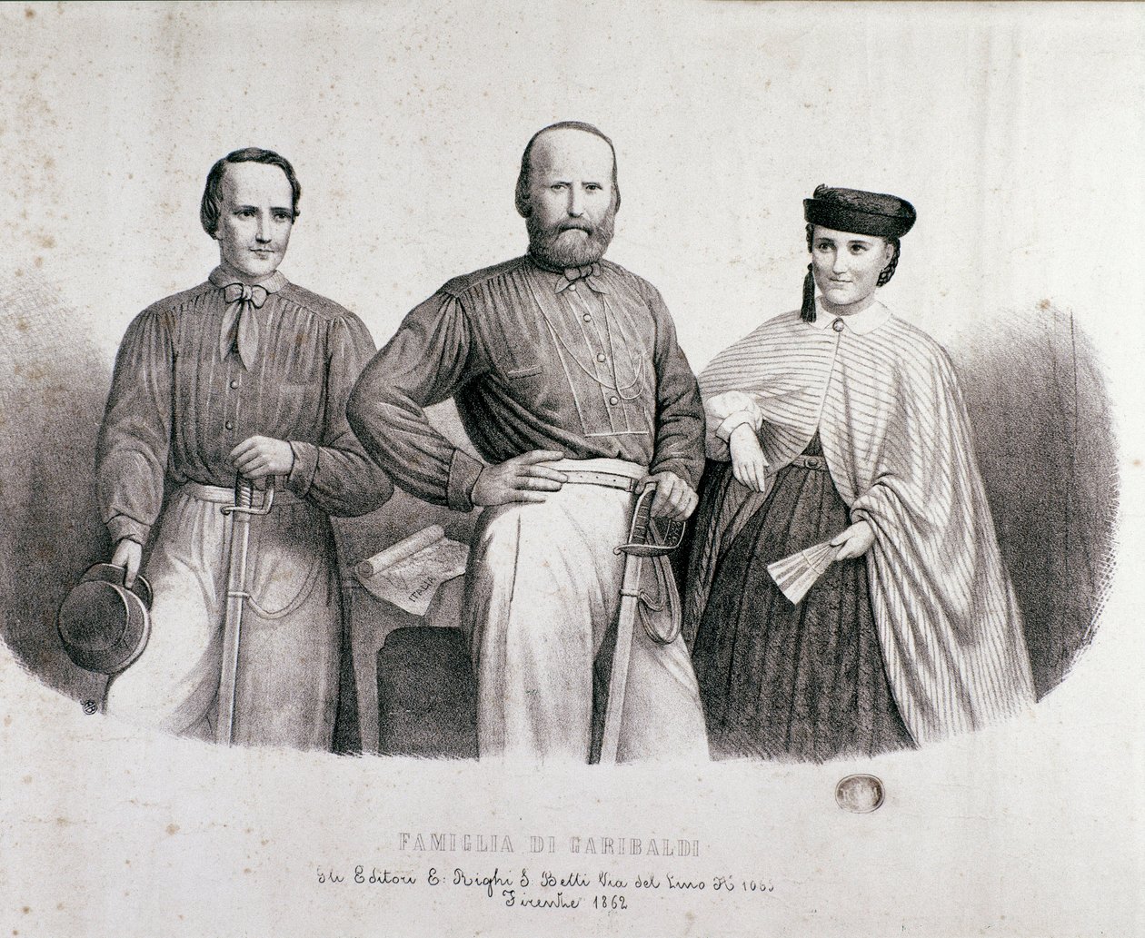 Portrait du patriote et héros du Risorgimento Giuseppe Garibaldi (1807-1882) entre Teresita, sa fille et sa femme Stefano Canzio - Unknown artist