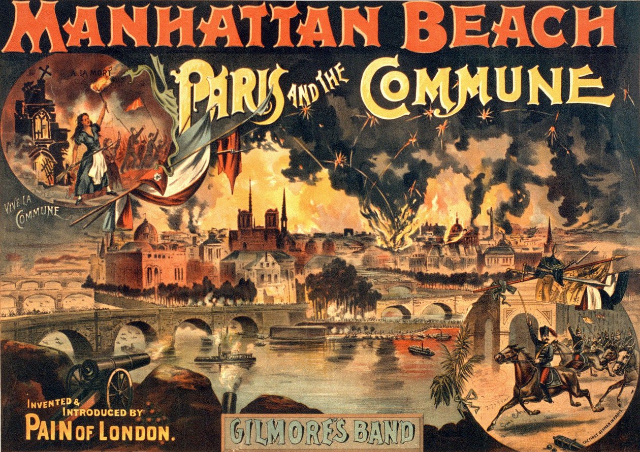 Affiche du spectacle "Paris et la Commune" à Manhattan Beach par la bande de Gilmore, sd. vers 1891 - Unknown artist