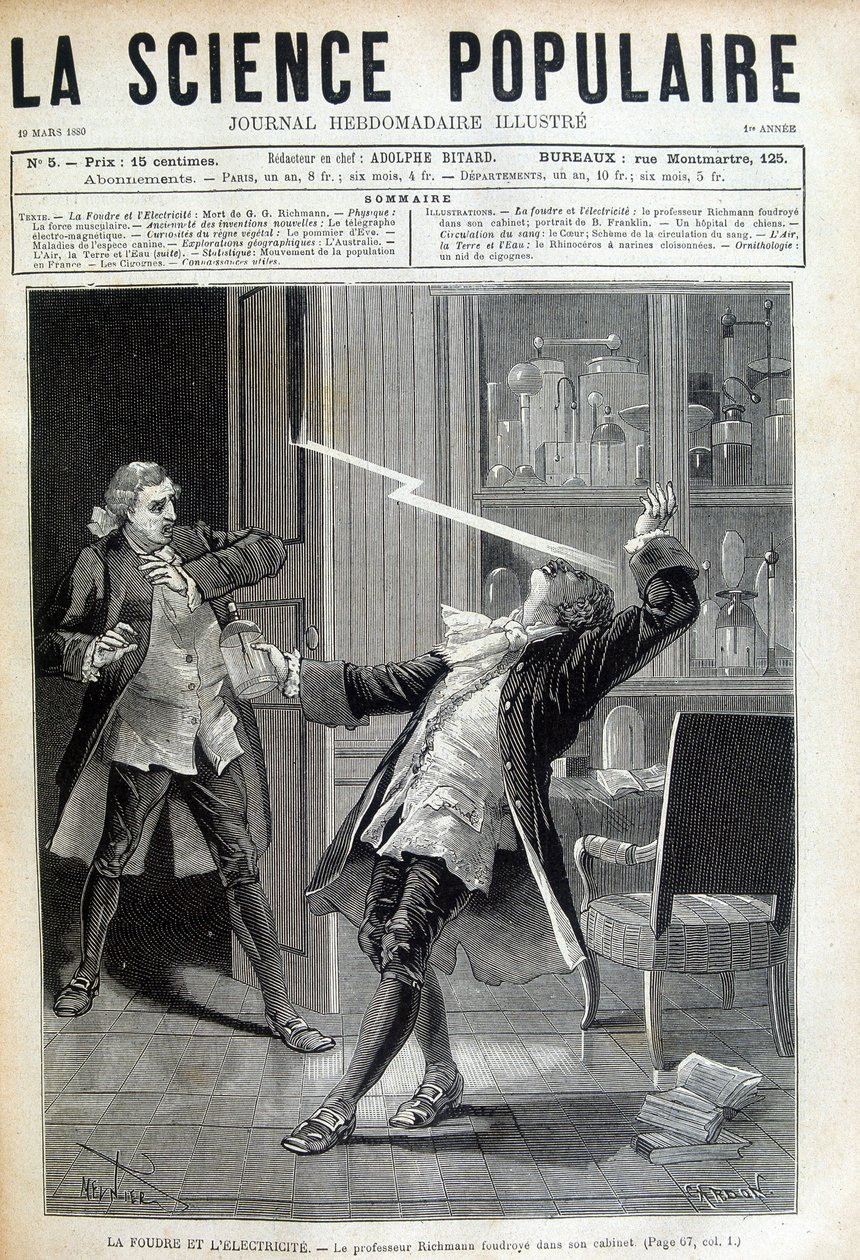 Professeur Georges Guillaume Richmann (1711-1753) mort dans son atelier suite à une expérience avec un électromètre - Unknown artist